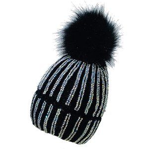 Women's Winter Thick Plush Lined Sequined Beanie